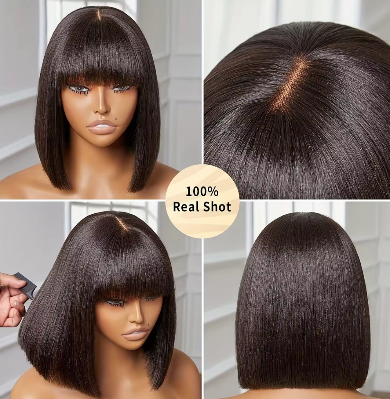 Bang human hair wig