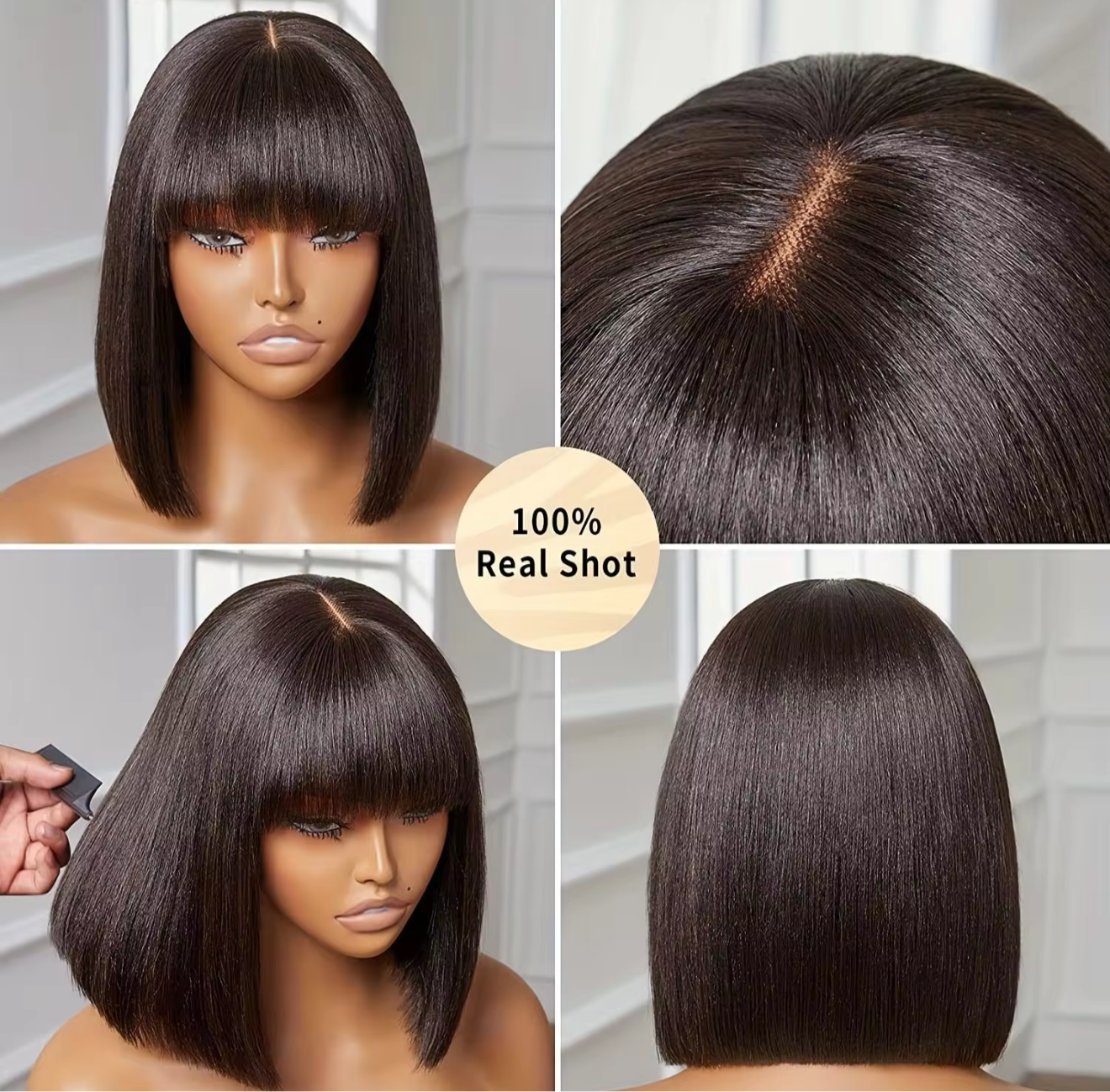 Bang human hair wig