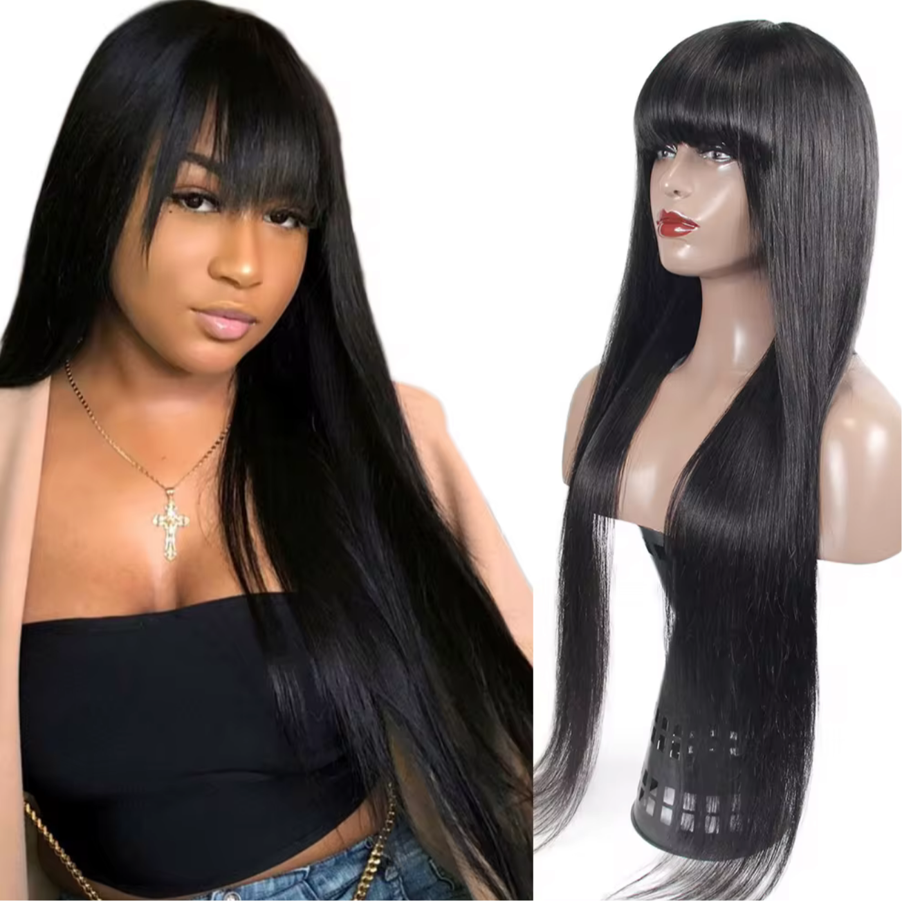 Bang human hair wig