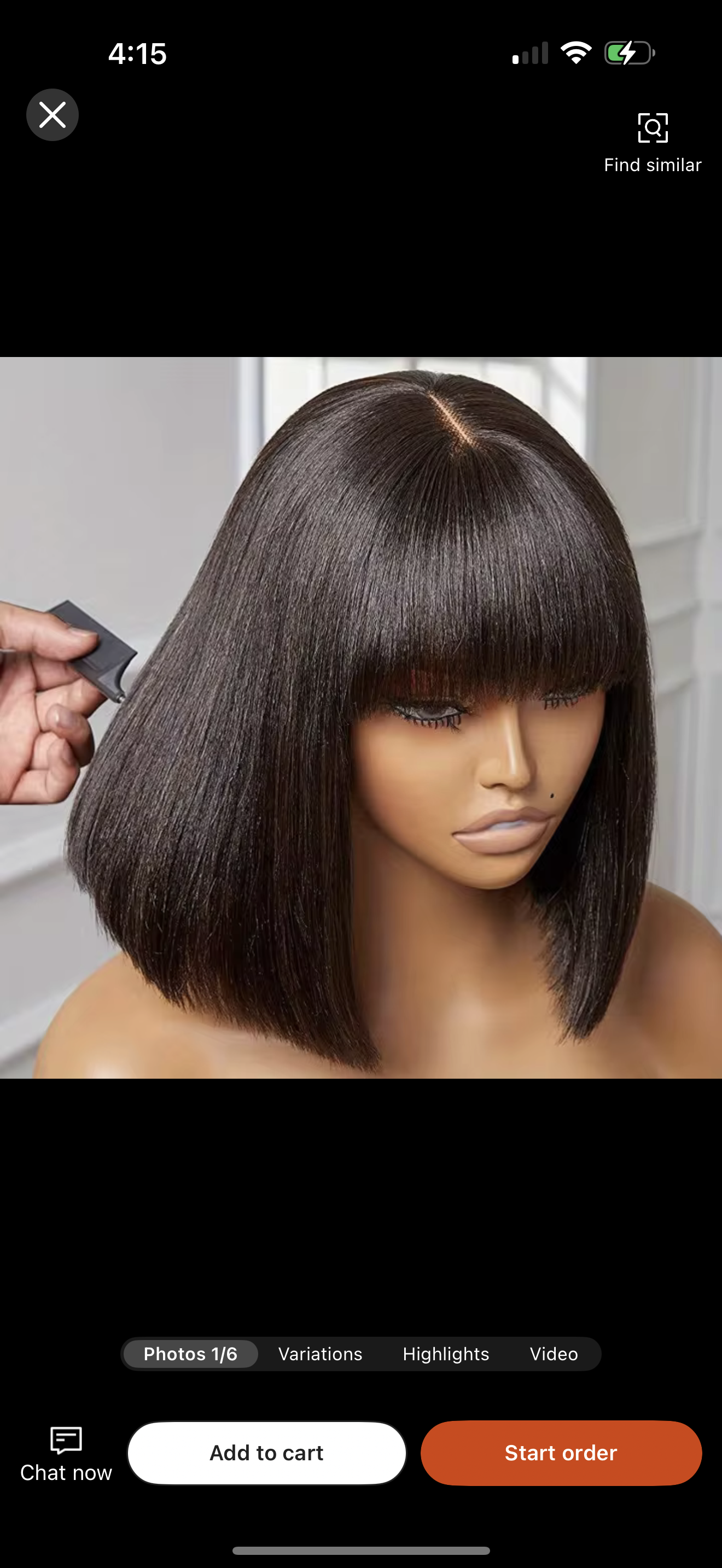 Bang human hair wig