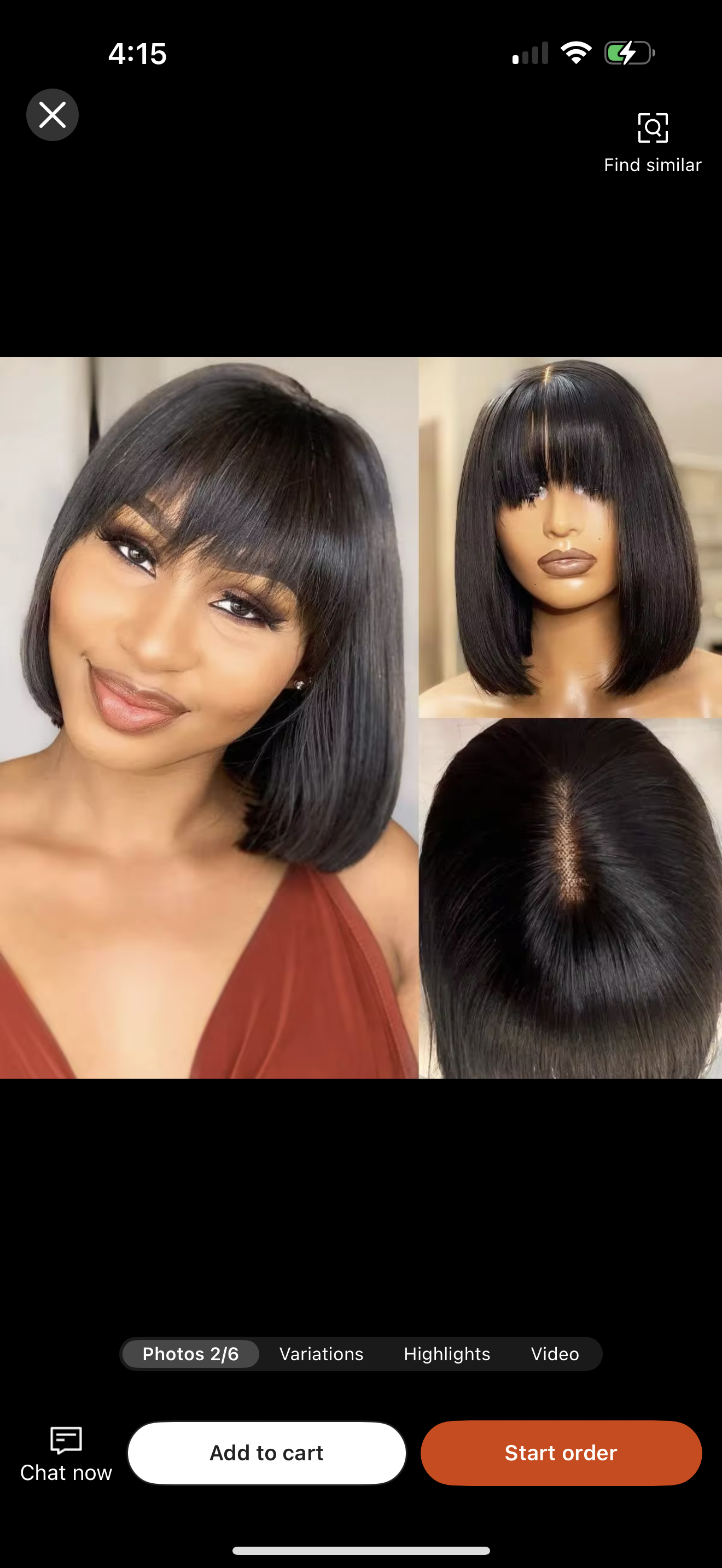 Bang human hair wig