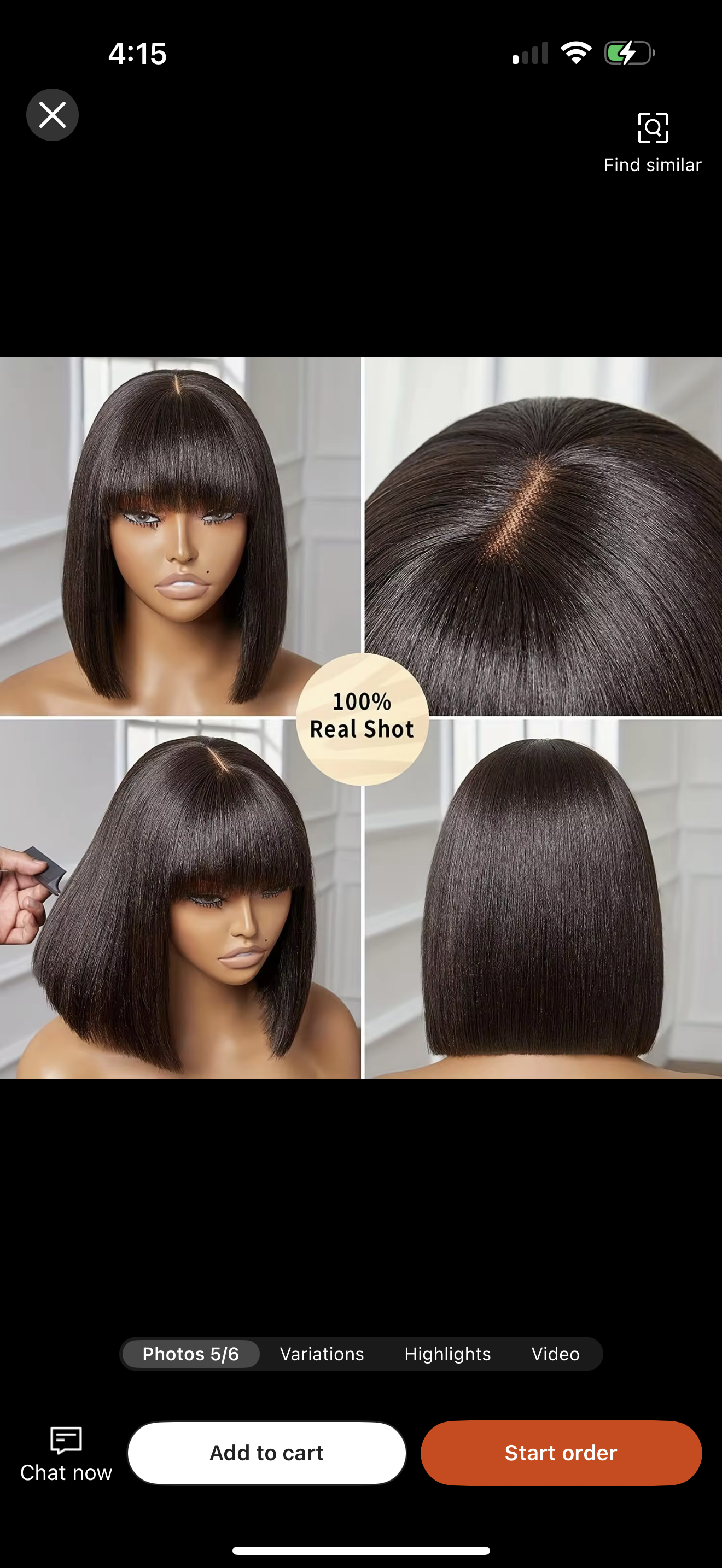 Bang human hair wig