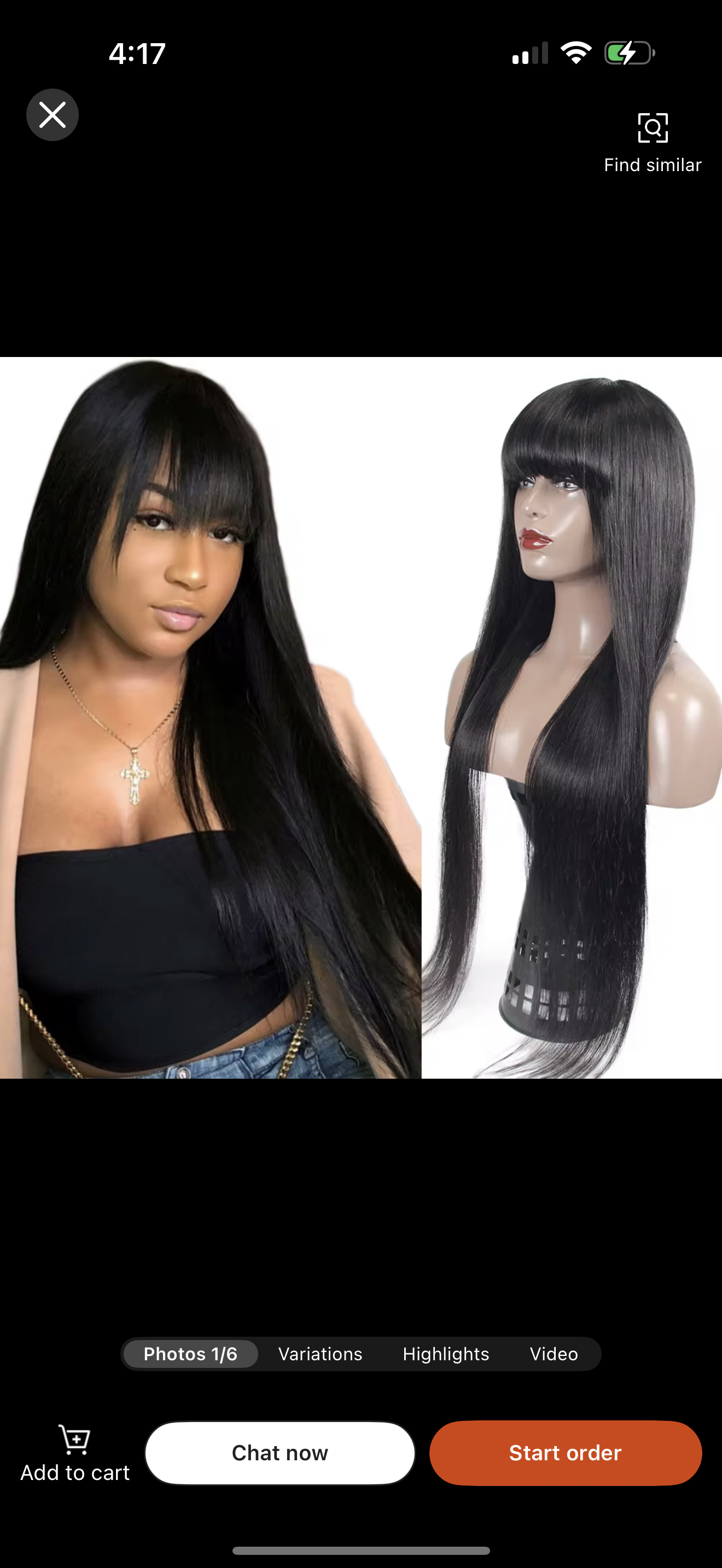 Bang human hair wig