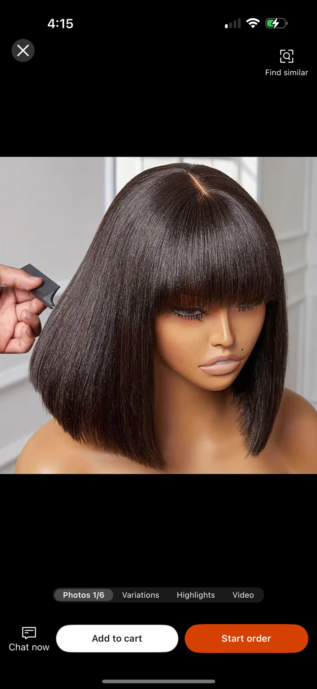 Bang human hair wig