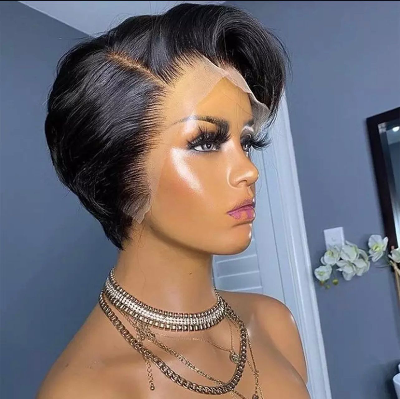 Short pixie human wig human